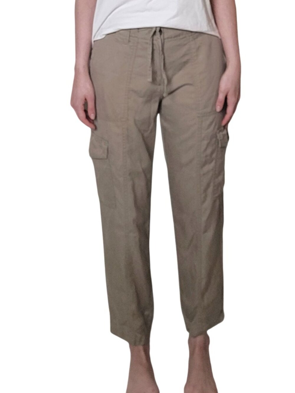 DIP Casual Lightweight Tan Cargo Pants with Drawstring Waist size 6